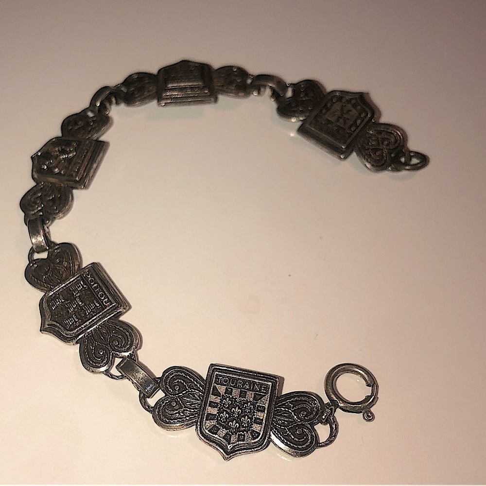 𝅺vtg Communes in France Castelnaudary Sete Narbonne Silver Tone Bracelet 6.8”
